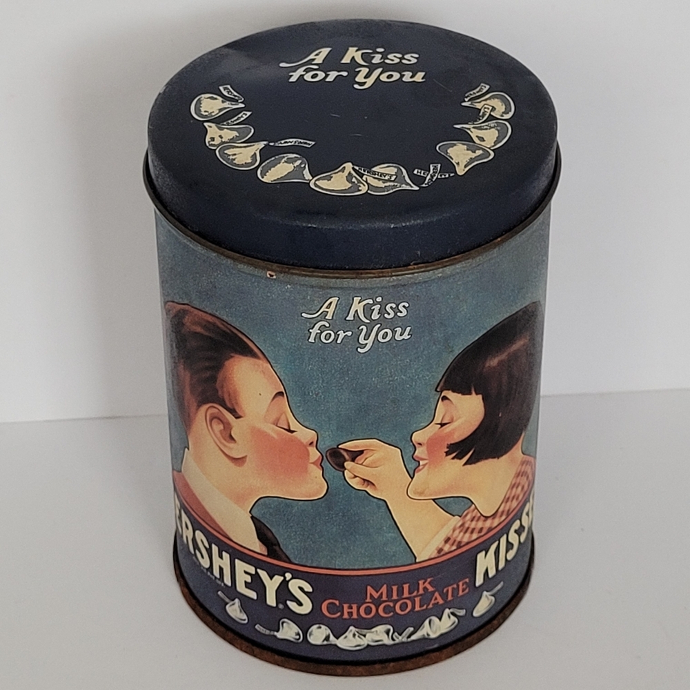 Vintage Hershey's Kisses - 'A Kiss for You' Metal Tin Container